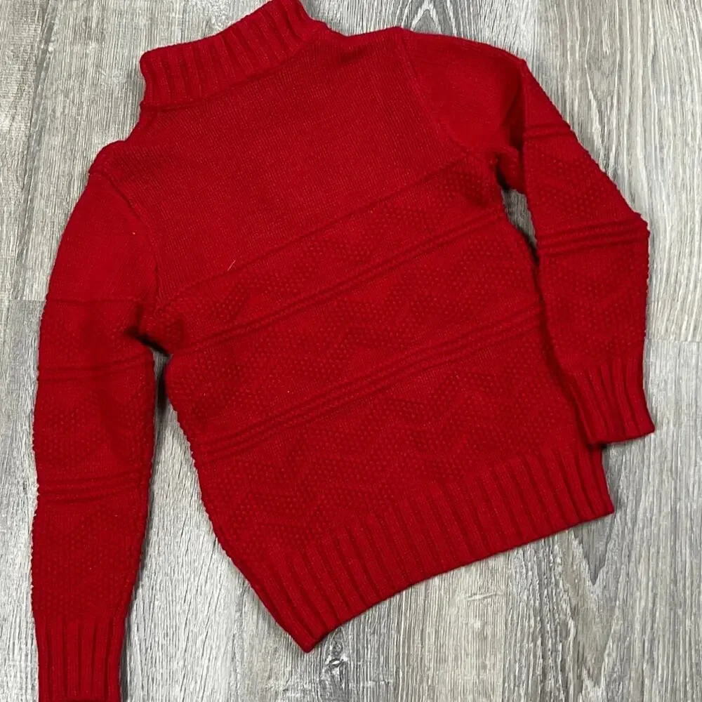 Cat & Jack Boys' Red Textured Mock Neck Button-Up Sweater - Size Small - NWT
